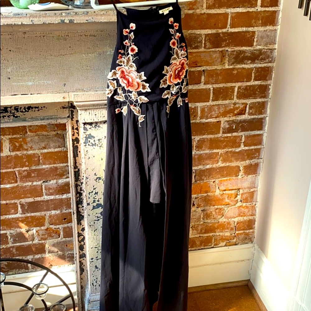 Black floral romper